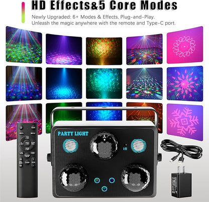 Party Disco DJ Light, Star Projector Night Light Stage Strobe Lights Disco Ball Lights Ocean Light Sound Activated with Remote Control for Parties Club Holiday Christmas Birthday Wedding Home Decor