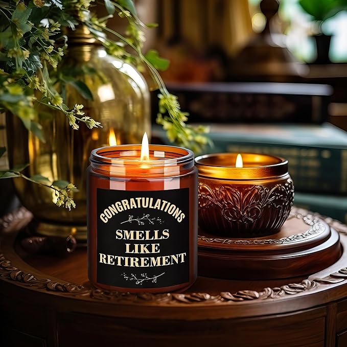 Retirement Gifts for Women, Men - Funny Retiring Candles - Christmas, Birthday, Retired Gift for Mom, Nurse, Coworker, Teacher, Friends - Tropical Coconut Natural Scented Soy Candle for Home