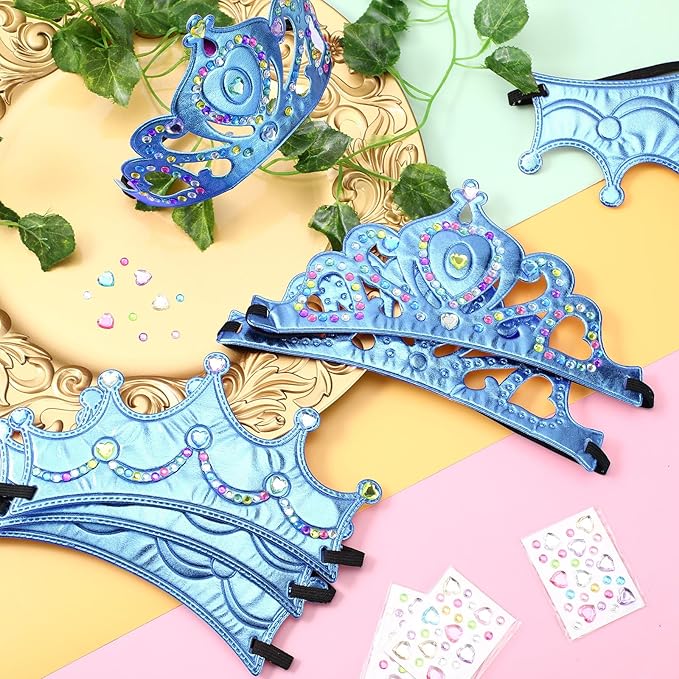 Yaomiao 44 Pcs Foam Crowns for Kids Princess Tiaras Crowns Bulk Diamond Sticker Making Kits for Birthday Party Supplies