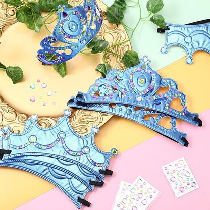 Yaomiao 44 Pcs Foam Crowns for Kids Princess Tiaras Crowns Bulk Diamond Sticker Making Kits for Birthday Party Supplies