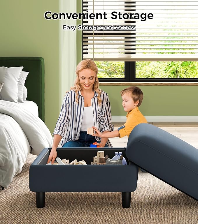 83" Couches for Living Room, Comfy Sofas for Living Room with Storage Ottomans, Teddy Sofa Couch, Tool-Free Loveseat Sofa, All-Wood Love Seat Couches, U Shaped Couch Pillows Include, Blue Grey