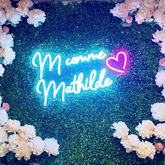 Custom Neon Sign, Personalized Handmade LED Name Logo Neon Lights Customizable for Kids Girls Room Bedroom Wall Decor Xmas Present, Wedding Birthday Party, Bar Shop Office Business (16-60")