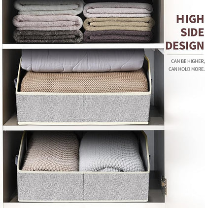Closet Baskets for Shelves Trapezoid - Decorative Storage Baskets with Handle, Closet Bins for Organization, Shelf Storage Bins for Clothes, Books, Home, Office, 10 Pack, Light Gray