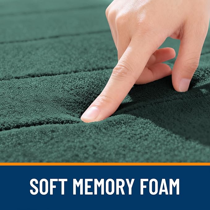 OLANLY Memory Foam Bath Mat 24x16, Super Soft Absorbent Bathroom Rugs, Quick Dry, Machine Washable Shower Floor Rugs, Bathmat Carpet, Bathroom Home Decor Accessories, Blackish Green