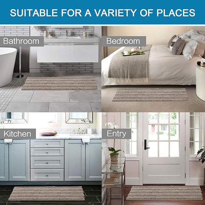 H.VERSAILTEX Bathroom Rugs Bath Mat Runner Rug Non Slip Kitchen Rug Extra Long Bath Rug Runners Oversized 59" x 20" Absorbent Washable Dry Fast Plush Area Rug for Bathroom/Bedroom - Taupe
