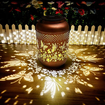 Butterfly Solar Lanterns Outdoor Waterproof, Solar Hanging Lantern for Garden Patio Yard, Gardening Gifts for Women Mother Mom Grandma, LED Decorative Solar Powered Lantern Light for Outside