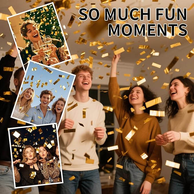 Gold Confetti Poppers Cannon, 6 Pack WERISE Party Gold Mylar Party Poppers Shooters for Birthday, Wedding, Graduation New Year Celebration 12 Inch
