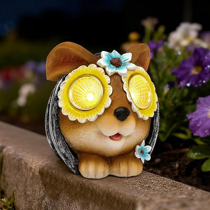 Rabbit Statue for Garden Decor, Bunny Home Figurine Decor with Solar Lights for Outdoor Patio Porch Lawn Yard Backyard Outdoor Indoor Shelf Decoration, Easter Animal Sculptures, for Mom