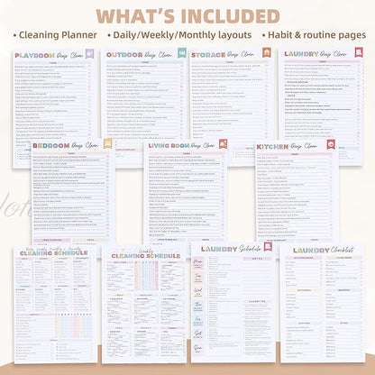 PGJ ADHD Cleaning Planner for Adults – Undated Daily, Weekly & Monthly Cleaning Schedule & Checklist – Household Chores Organizer Notebook for Home Management, Routine Tracking Family Cleaning Tasks