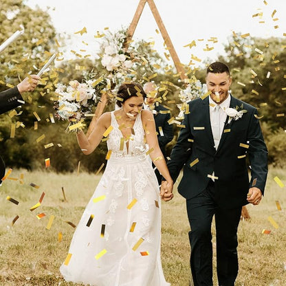 BATTIFE Confetti Wands, 7.8inch Confetti Shoot Poppers, Tissue Paper Flick Flutter Sticks for Wedding Celebrations, Anniversary, Birthday Parties, Gold (16Pack)