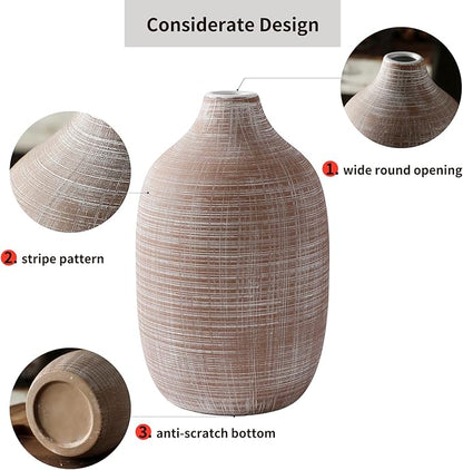 ALMA 9 in Narrow Mouth Terracotta Vase for Pampas Grass|Rustic Vases for Modern Farmhouse |Ceramic Boho Vase for Coffee Table Decor, Entryway Table, Bookshelf, Mantel Decor