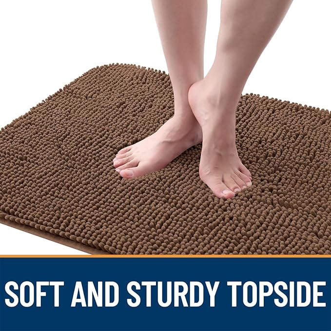 OLANLY Dog Door Mat for Muddy Paws 50x30, Absorbs Moisture and Dirt, Absorbent Non-Slip Washable Doormat, Quick Dry Chenille Mud Mat for Dogs, Entry Indoor Entryway Carpet for Inside Floor, Mocha
