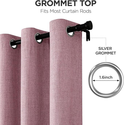 Joydeco Blackout Curtains 84 Inches Long 2 Panels Burg, Room Darkening Curtains for Bedroom, 100% Black Out Textured Thermal Drapes Privacy Protection 2 Panels Set(W52 x L84 Inch, Pink)