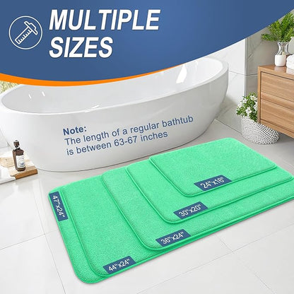 OLANLY Thick Memory Foam Bath Mat Rug 24x16, Extra Soft Absorbent Bathroom Rug, Quick Dry Bath Mats, Non-Slip, Machine Washable Carpet for Bathroom, Tub and Shower, Home Decor Accessories, Mint Green