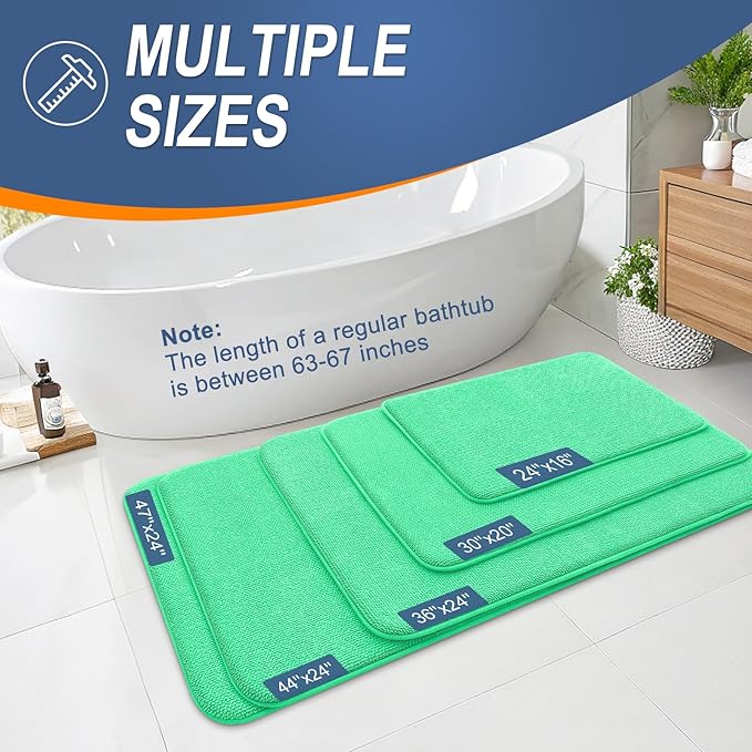 OLANLY Thick Memory Foam Bath Mats Rugs 44x24, Extra Soft Absorbent Bathroom Rug, Quick Dry Bath Mat, Non-Slip, Machine Washable Carpet for Bathroom, Tub and Shower, Home Decor Accessories, Mint Green