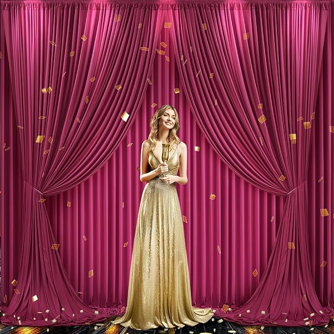 10x10 Burgundy Backdrop Curtain for Parties Wedding Wrinkle Free Maroon Photo Curtains Backdrop Drapes Fabric Decoration for Birthday Engagement Ceremony 5ft x 10ft,2 Panels