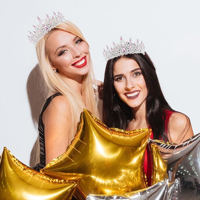 TAROSE Silver Tiaras for Women and Girls, Crystal Gold Crowns for Women, Hair Accessories for Bride/Halloween/Prom/Birthday