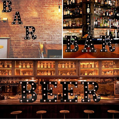 Light Up Black Alphabet Marquee Letters Sign LED Marquee Number Lights Sign for Night Light Home Bar Christmas Lamp Birthday Party Wedding Decorations B
