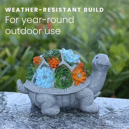 HOM Solar Turtle Statue - Solar Powered Turtle for Garden Decor with LED - Waterproof Solar Lights Outdoor for Patio, Yard, Porch
