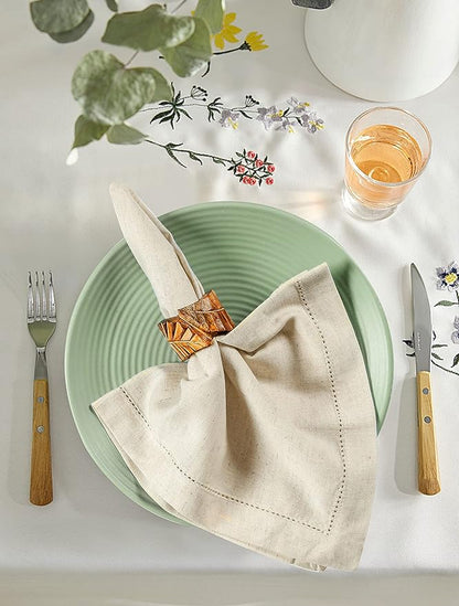 Cloth Napkins Reusable Natural Cloth Dinner Napkins Set of 12 Cotton Flax Fabric Oversized 20x20 Inches Cloth Napkins for Events Parties Weddings Washable Cocktail Napkins Thanksgiving Decor
