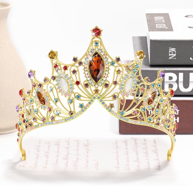 TAROSE Silver Tiaras for Women and Girls, Crystal Gold Crowns for Women, Hair Accessories for Bride/Halloween/Prom/Birthday
