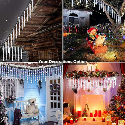 Joomer Icicle Christmas Lights Outdoor,13FT 20 Icicles 320 LED Meteor Shower Icicle Lights Timer Waterproof Connectable Christmas Light for Outside Home Xmas Decoration - White