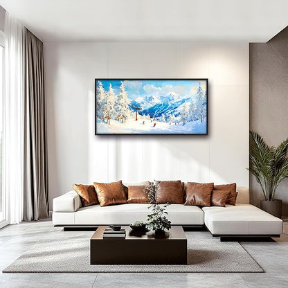 Snow Mountain Large Wall Art Ski Framed Wall Decor for Living Room, Mountains Pictures Oversized Canvas Print Painting Modern Extra Large Framed Artwork for Bedroom Office Home Decor 60"x30"