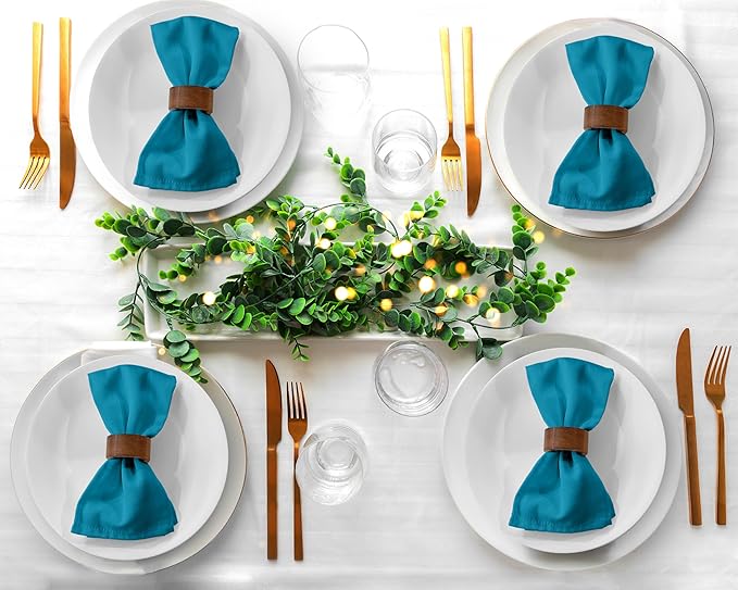 Zoyer Cloth Napkins Set of 12, 18x18 Inches Cotton Enrich Napkins Cloth ‎Washable, Soft & Durable Dinner Napkins for Parties, Wedding, Christmas, ‎Thanksgiving & Everyday Use - Teal