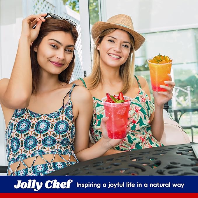 JOLLY CHEF 𝟏𝟎𝟎𝟎 𝐏𝐚𝐜𝐤 16 oz Clear Plastic Cups,Disposable Cups Drinking Cups for Ice Coffee,Milkshake, Cold Drinks