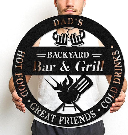 Custom Name BBQ Wall Sign, Rustic Metal Cut Grill Decor for Outdoor Kitchen, Personalized Backyard Barbecue Art