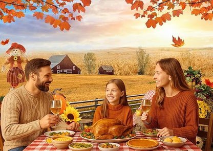 LTLYH 8x6ft Fall Photography Backdrop Autumn Pumpkin Harvest Barn Backdrop Thanksgiving Party Decor Banner Backdrops 184