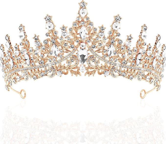 TAROSE Silver Tiaras for Women and Girls, Crystal Gold Crowns for Women, Hair Accessories for Bride/Halloween/Prom/Birthday