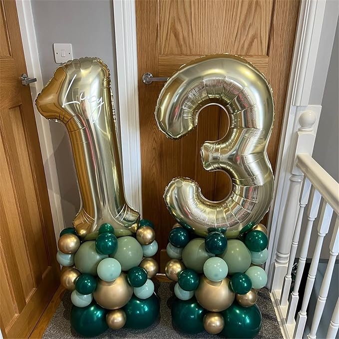 Champagne Gold Number 3 Balloons, 40 Inch Giant Light Gold Helium Foil Number 0-9 for Girls, Self Inflating 3rd Birthday Balloon for Boys Women Men Anniversary Baby Shower Party Decorations Supplies