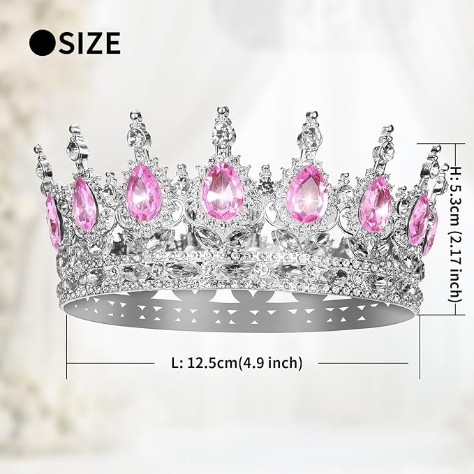 Onedor Silver Crown for Women Crystal Rhinestone Tiara Queen Headpiece for Wedding Prom Pageant Birthday Princess Theme Costume Party Hair Accessories and Cake Topper Decoration