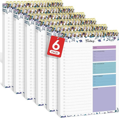 Taja 6 Pack of To Do List Notepad - To Do List Notebook for Work with 52 Sheets, 9.8" x 6.5", Undated Daily Planner Perfect for Daily Tasks and Goal Setting, Notepad Suitable for Office, Home & School - VioletBloom