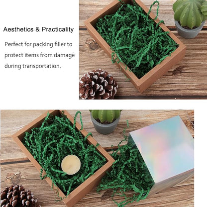 2LB Crinkle Paper Filler Dark Green Shredded Paper for Gift Baskets Easter Grass