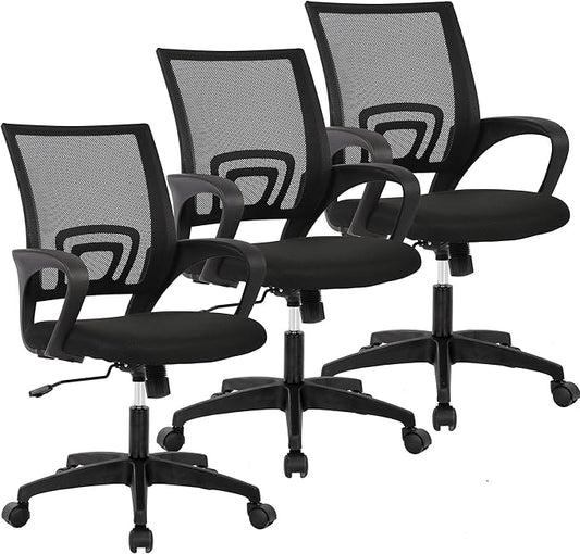 BestOffice Home Office Chair Ergonomic Desk Chair Mesh Computer Chair with Lumbar Support Armrest Executive Rolling Swivel Adjustable Mid Back Task Chair,Black