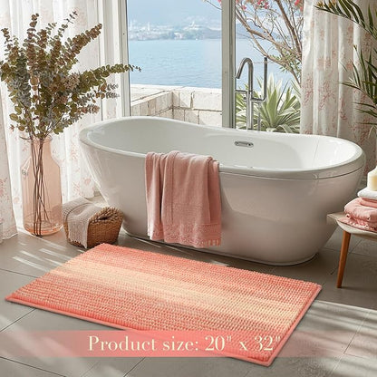 BSICPRO Bathroom Rugs, Bath Mat Rug for Bathroom Non Slip 20 x 32 Inches Water Absorbent Chenille Bath Floor Mats Machine Washable (Sweety Pink)