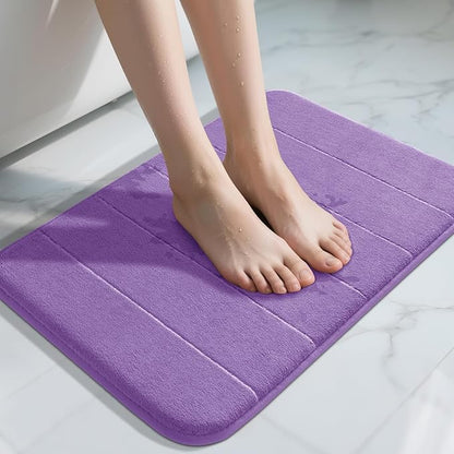 Yimobra Memory Foam Bath Mat, Super Soft Absorbent Bathroom Rug Non Slip, Quick Dry, Machine Washable Floor Carpet for Tub Shower, Home Decor Accessories, 24x17, Lavender
