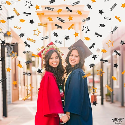 KatchOn, Congrats Grad Graduation Confetti 2025 - Pack of 1000 | Orange and Black Class of 2025 Decorations | Grad Confetti for Orange and Black Graduation Decorations 2025