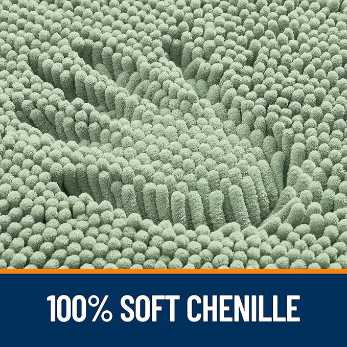OLANLY Bathroom Rugs 70x46, Extra Soft Absorbent Chenille Bath Rugs, Rubber Backing Quick Dry, Machine Washable Bath Mats for Bathroom Floor, Tub and Shower, Home Decor Accessories, Sage Green