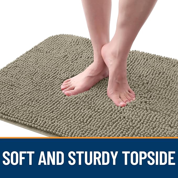 OLANLY Dog Door Mat for Muddy Paws 30x17, Absorbs Moisture and Dirt, Absorbent Non-Slip Washable Doormat, Quick Dry Chenille Mud Mat, Entry Indoor Entryway Carpet for Inside Floor, Warm Taupe