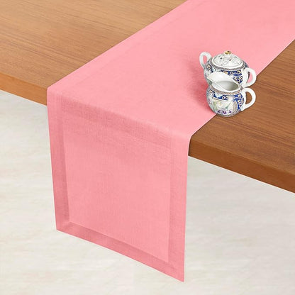 D'Moksha Homes Linen Table Runner 54 Inches - 100% Pure Linen Dusty Pink Table Runner 14 x 54 Inch for Dresser, Coffee Tables, Winter, Christmas, Holiday - Machine Washable