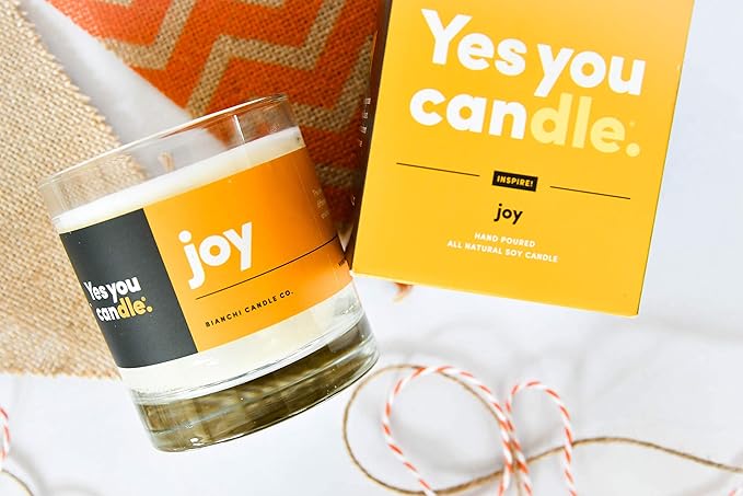Joy, Grapefruit & Magosteen, Highly-Scented, Inspirational Soy Candle, Made in USA, Pure Essential Oils, Aromatherapy, 8 oz