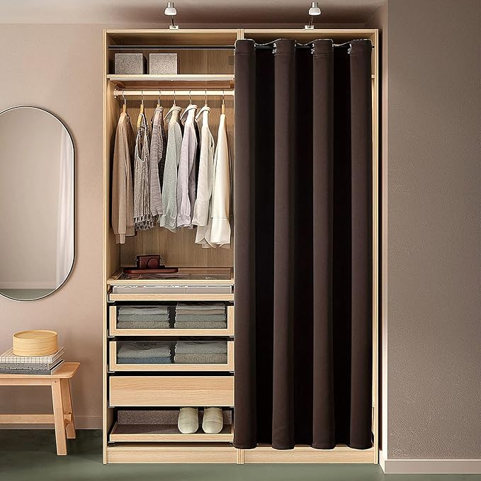 ChrisDowa Blackout Door Curtains for Doorway Privacy, Grommet Closet Curtains for Bedroom Closet Door, Thermal Insulated Temporary Doorway Cover Room Divider Drapes (1 Panel, Brown, 34 x 80 Inch)