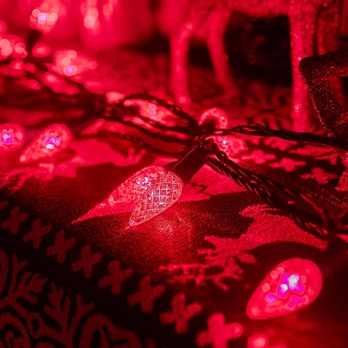 TW SHINE C6 String Lights, 200 LED 66 FT with 8 Modes Timer, Waterproof Connectable for Outdoor Yard Xmas Tree House Decorations (Red)
