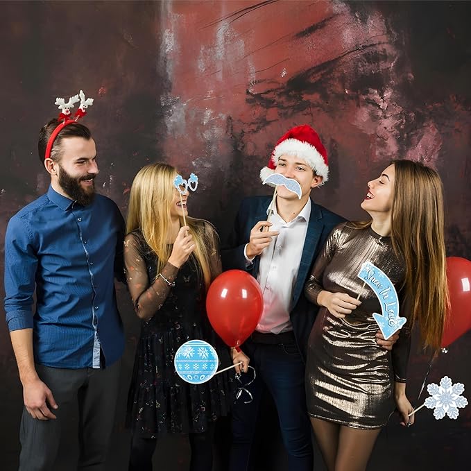 41 Pcs Winter Wonderland Photo Booth Props Snowflake Photo Booth Props Winter Wonderland Party Decorations for Winter Holiday Christmas Party Supplies
