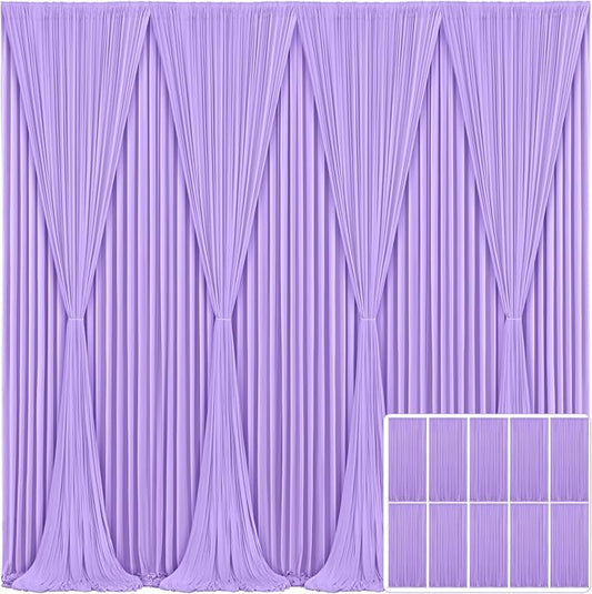 10 Panels Lavender Backdrop Curtain for Parties Wedding Wrinkle Free Light Purple Photo Curtains Backdrop Drapes Fabric Decoration for Baby Shower Photoshoot 50ft(W) x 10ft(H)