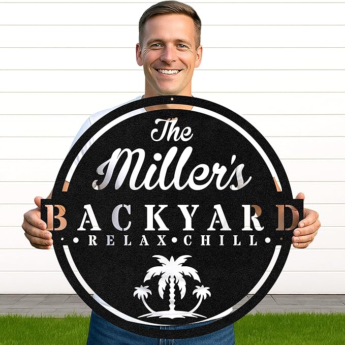 Personalized BBQ Camp Metal Sign, Custom Grill Name Cut Wall Art for Outdoor Kitchen, Rustic Backyard Cooking Decor