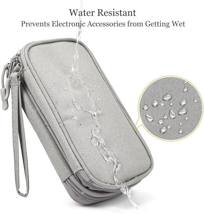 Electronics Accessories Bag, Universal Electronics Accessories Organizer Case, Waterproof Portable Cable Organizer Bag, Travel Gear Carry Bag for Cord, Charger, Flash Drive, Phone, SD Card, Gray